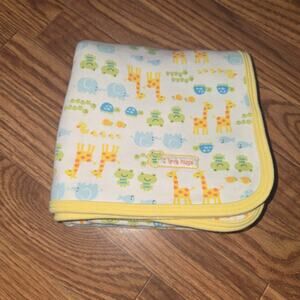 CARTER'S Yellow Cotton Baby Blanket Lovey Animals Stripes I Love Hugs Frogs